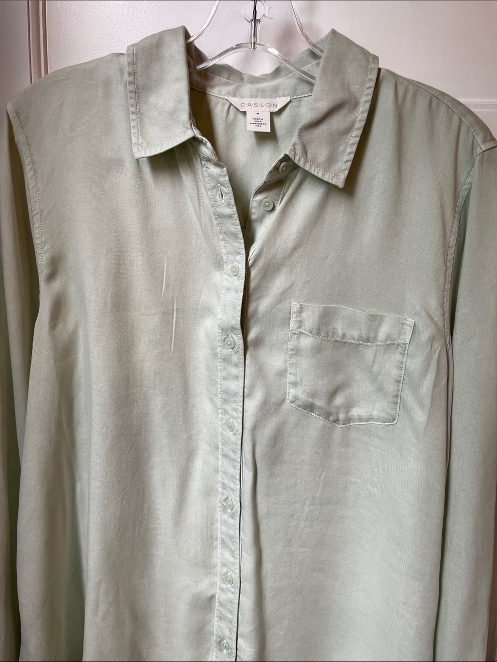 Caslon Tencel Mint Green button up blouse size medium - new with tags